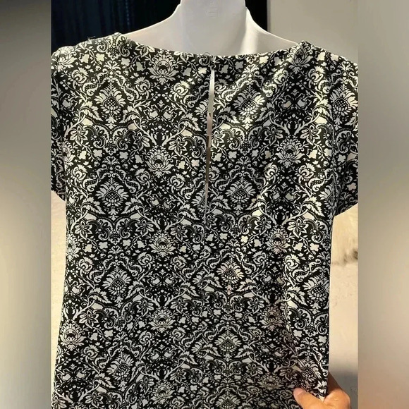 Zara Half Sleeves Patterned Black White Short Dress - Picture 3 of 7